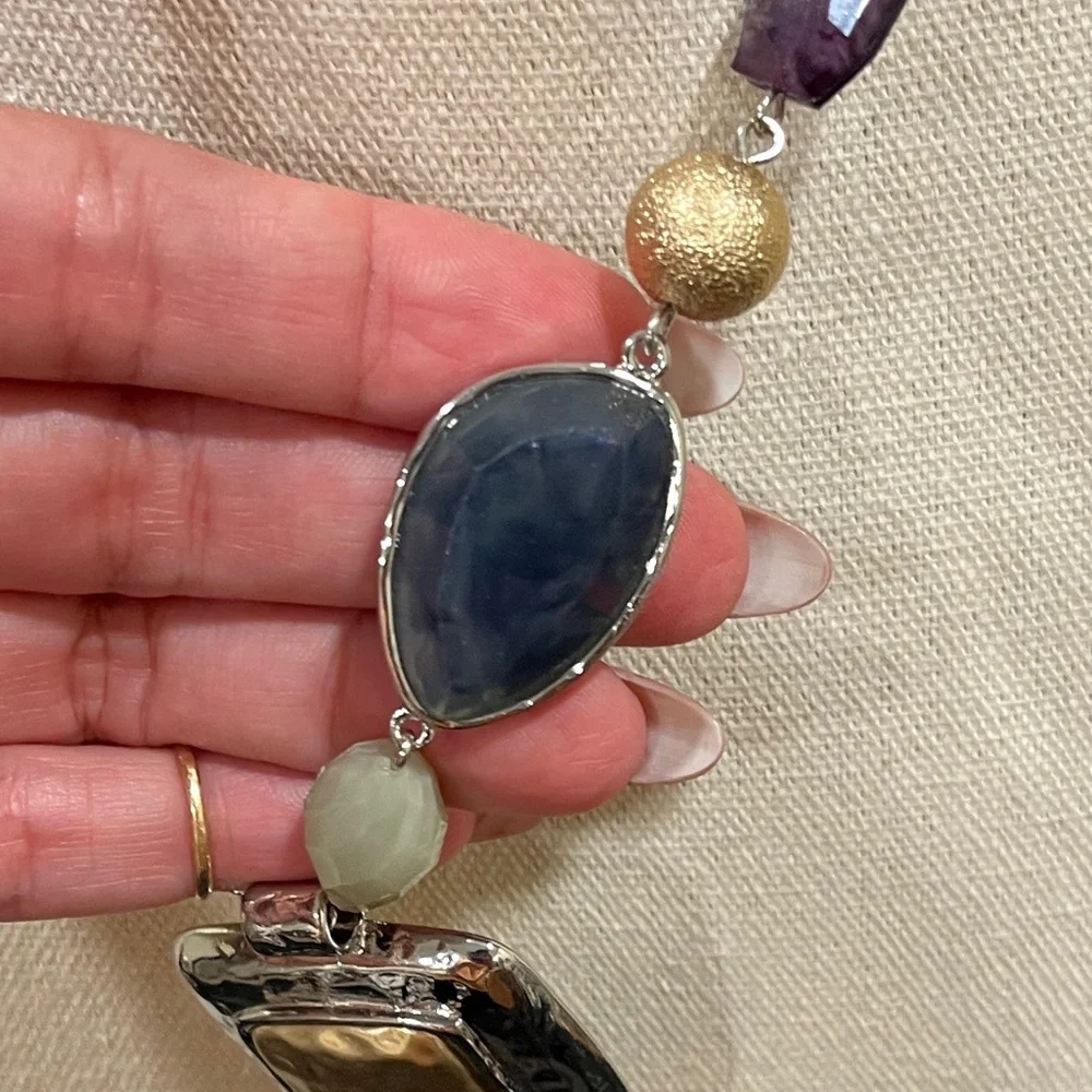 NWOT Chico's Purple and Gold Pendant Necklace